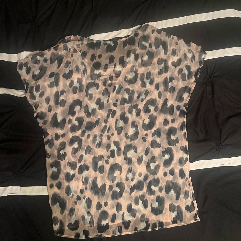 Leopard Print Sheer Women's Top